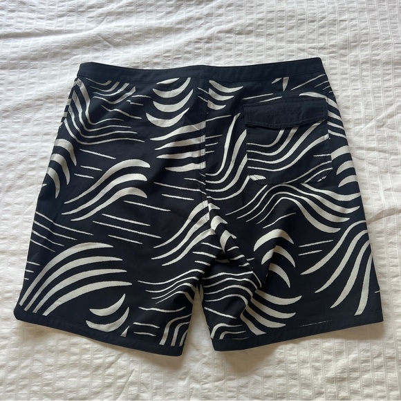 Outerknown Dobby Modern Scallop Swim Trunks in Black and White, 36 - Picture 2 of 12